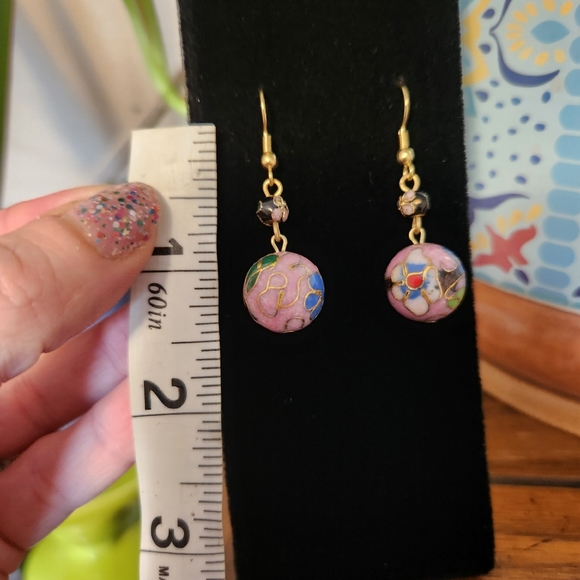 Vintage Cloisonne Beaded Earrings - Picture 5 of 5